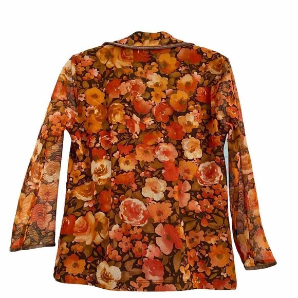 Vintage Nine West Sheer & Lined Floral Top Velvet - Picture 7 of 7